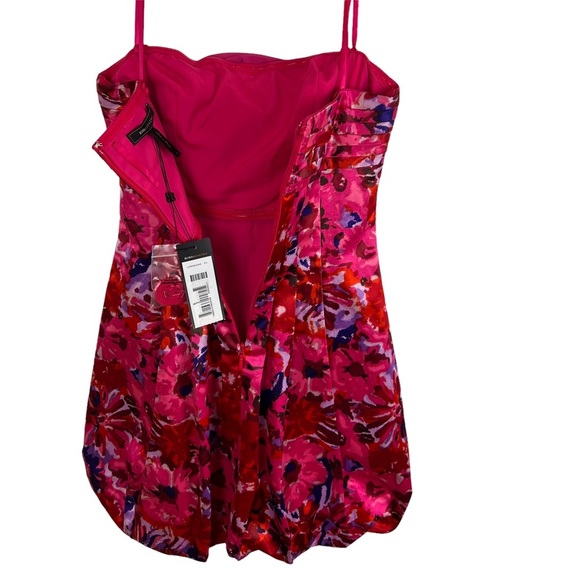 NWT BCBGMaxAzria Pink Floral Begonia Bubble Hem Cocktail Dress Strapless Size 0 - Picture 9 of 16